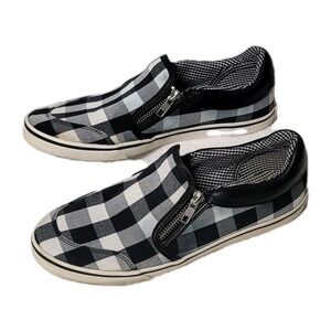 Lauren Ralph Lauren Womens Jeorgia-NE Cotton Leather Plaid Slip On Loafers Size